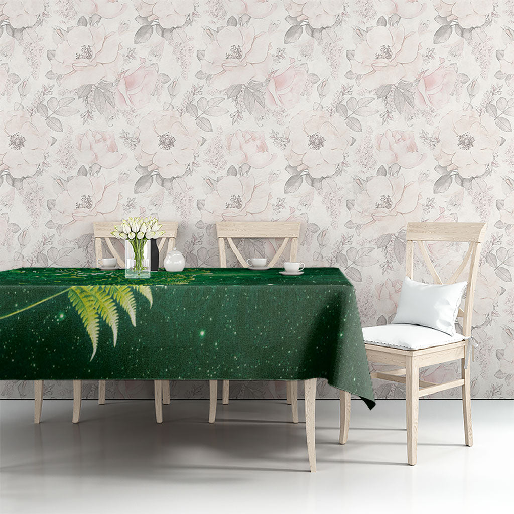 Aotearoa New Zealand New Year Tablecloth Tribal Koru Tattoo Green Galaxy Maori Silver Fern LT03 - Polynesian Pride