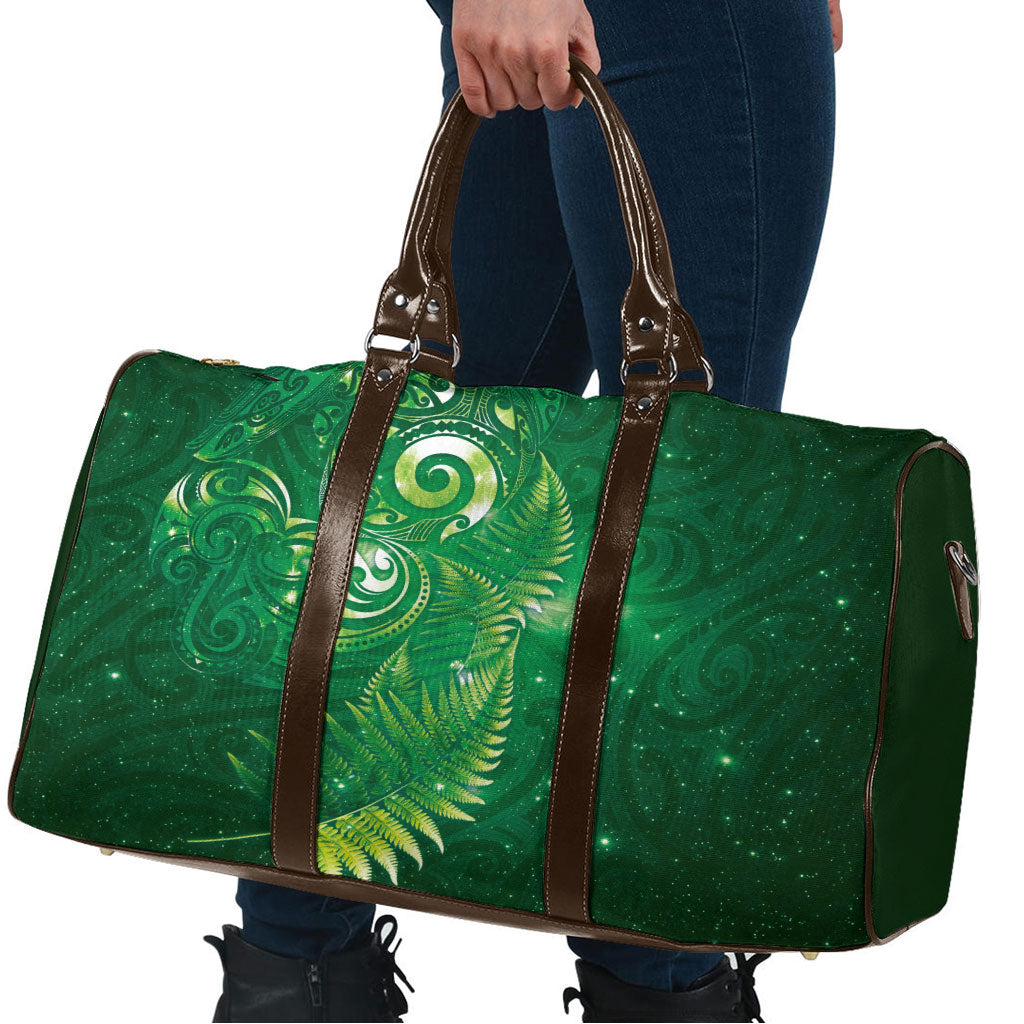 Aotearoa New Zealand New Year Travel Bag Tribal Koru Tattoo Green Galaxy Maori Silver Fern LT03 - Polynesian Pride