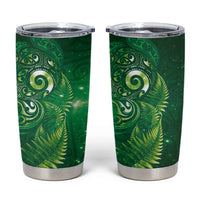 Aotearoa New Zealand New Year Tumbler Cup Tribal Koru Tattoo Green Galaxy Maori Silver Fern LT03 Green - Polynesian Pride