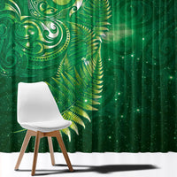 Aotearoa New Zealand New Year Window Curtain Tribal Koru Tattoo Green Galaxy Maori Silver Fern LT03 - Polynesian Pride