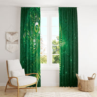 Aotearoa New Zealand New Year Window Curtain Tribal Koru Tattoo Green Galaxy Maori Silver Fern LT03 - Polynesian Pride