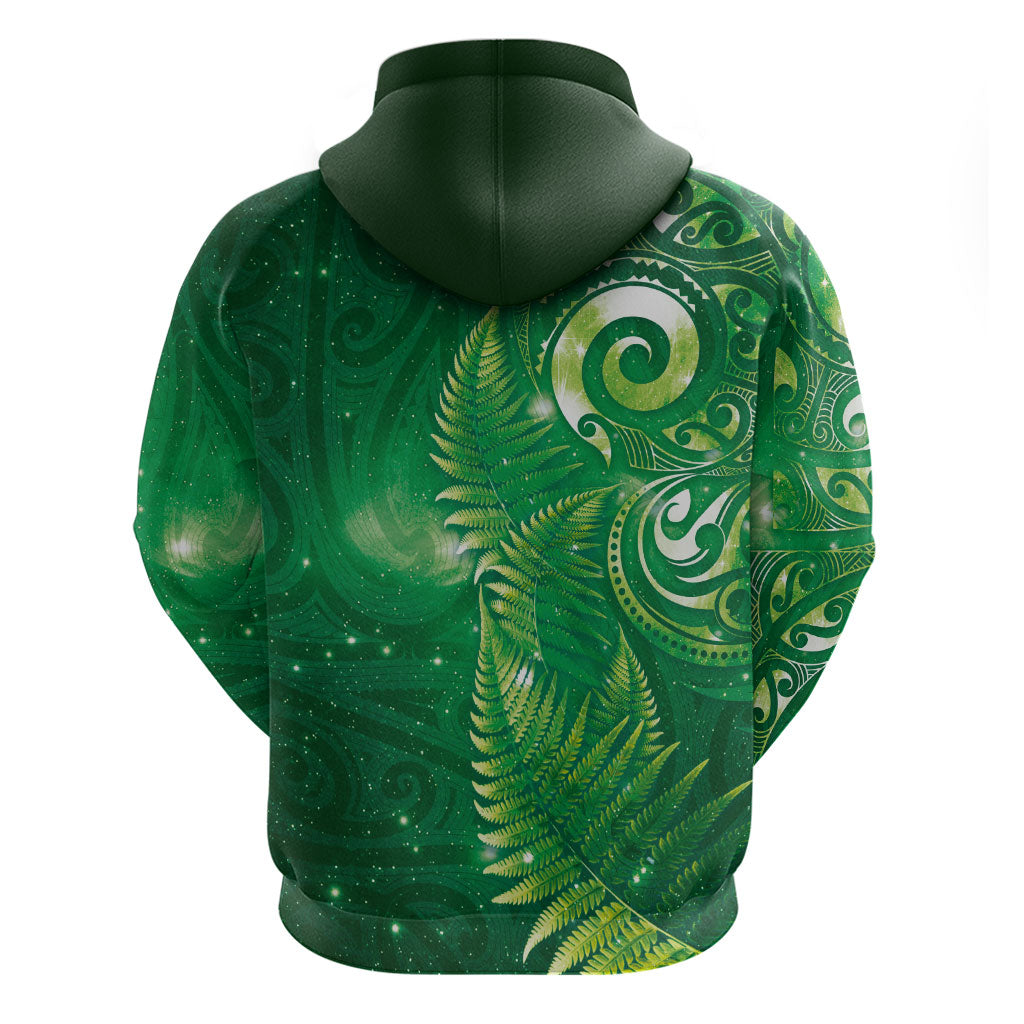Aotearoa New Zealand New Year Zip Hoodie Tribal Koru Tattoo Green Galaxy Maori Silver Fern LT03 - Polynesian Pride