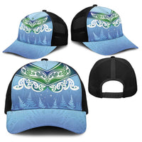 Aotearoa New Zealand New Year Baseball Net Cap Maori Motifs with Silver Fern and Matariki Stars LT03 - Polynesian Pride