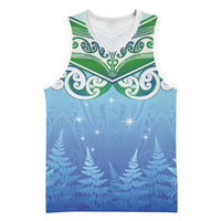 Aotearoa New Zealand New Year Basketball Jersey Maori Motifs with Silver Fern and Matariki Stars LT03 Unisex Multicolor - Polynesian Pride