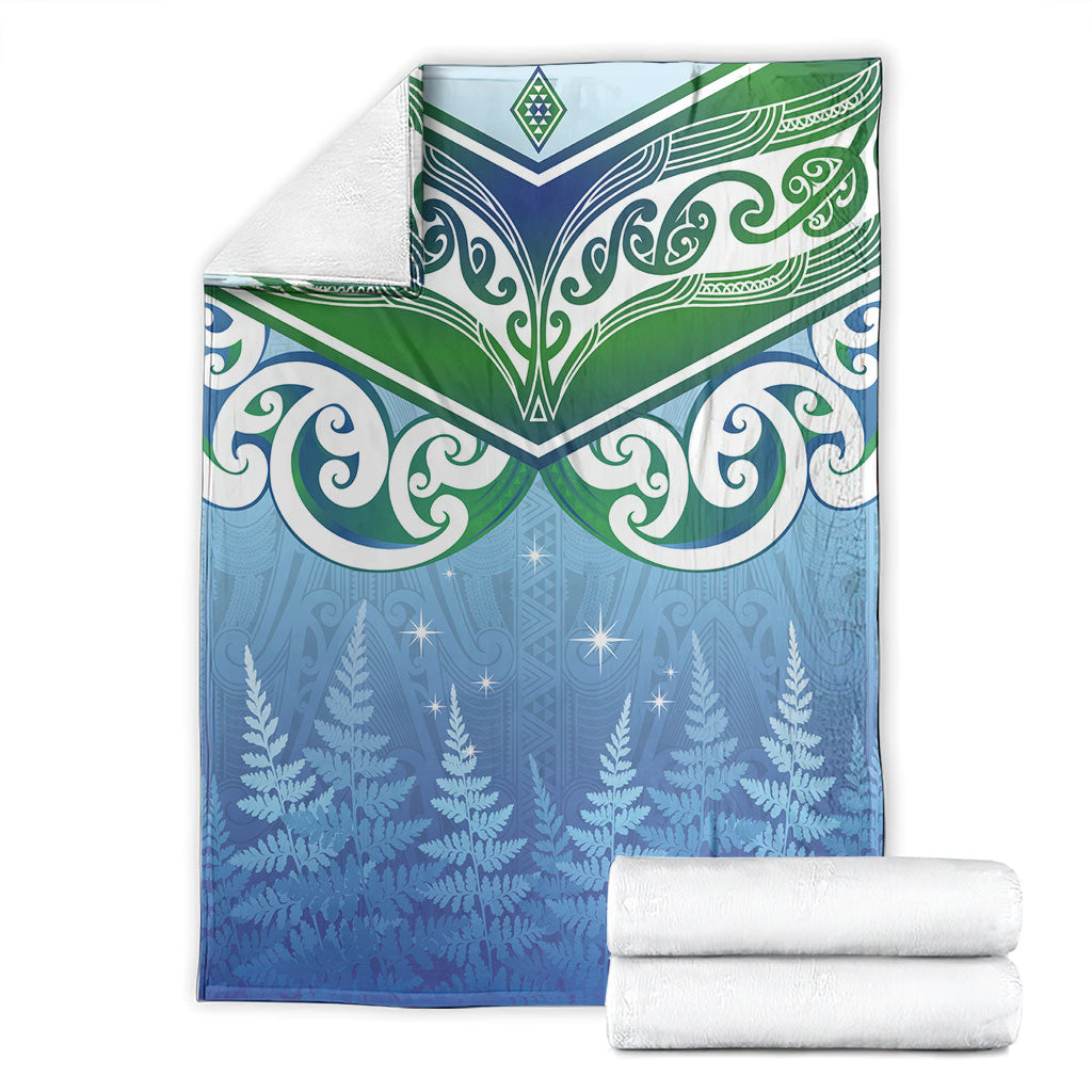 Aotearoa New Zealand New Year Blanket Maori Motifs with Silver Fern and Matariki Stars LT03 - Polynesian Pride