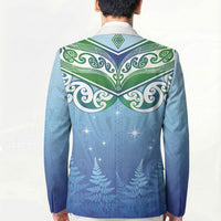 Aotearoa New Zealand New Year Blazer Maori Motifs with Silver Fern and Matariki Stars LT03 - Polynesian Pride
