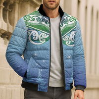 Aotearoa New Zealand New Year Bomber Puffer Jacket Maori Motifs with Silver Fern and Matariki Stars LT03 - Polynesian Pride