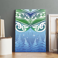 Aotearoa New Zealand New Year Canvas Wall Art Maori Motifs with Silver Fern and Matariki Stars LT03 - Polynesian Pride
