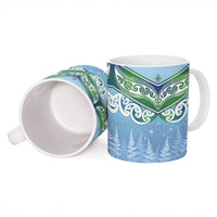 Aotearoa New Zealand New Year Ceramic Mug Maori Motifs with Silver Fern and Matariki Stars LT03 - Polynesian Pride