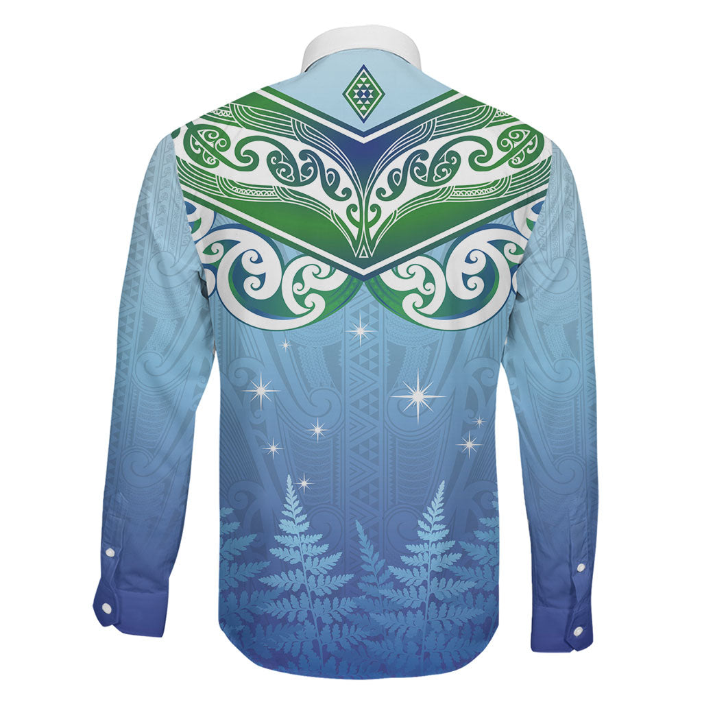 Aotearoa New Zealand New Year Family Matching Mermaid Dress and Hawaiian Shirt Maori Motifs with Silver Fern and Matariki Stars LT03 - Polynesian Pride