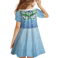 Aotearoa New Zealand New Year Family Matching Off Shoulder Maxi Dress and Hawaiian Shirt Maori Motifs with Silver Fern and Matariki Stars LT03 - Polynesian Pride