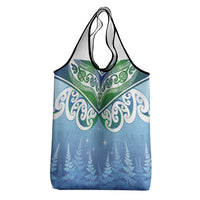 Aotearoa New Zealand New Year Grocery Bag Maori Motifs with Silver Fern and Matariki Stars LT03 - Polynesian Pride