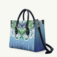 Aotearoa New Zealand New Year Leather Bag Maori Motifs with Silver Fern and Matariki Stars LT03 Multicolor - Polynesian Pride