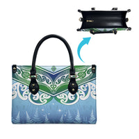 Aotearoa New Zealand New Year Leather Bag Maori Motifs with Silver Fern and Matariki Stars LT03 - Polynesian Pride