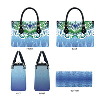 Aotearoa New Zealand New Year Leather Bag Maori Motifs with Silver Fern and Matariki Stars LT03 - Polynesian Pride