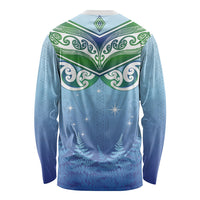 Aotearoa New Zealand New Year Long Sleeve Shirt Maori Motifs with Silver Fern and Matariki Stars LT03 - Polynesian Pride