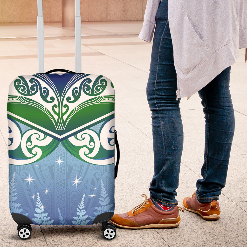 Aotearoa New Zealand New Year Luggage Cover Maori Motifs with Silver Fern and Matariki Stars LT03 Multicolor - Polynesian Pride