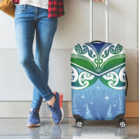 Aotearoa New Zealand New Year Luggage Cover Maori Motifs with Silver Fern and Matariki Stars LT03 - Polynesian Pride