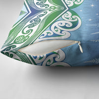 Aotearoa New Zealand New Year Pillow Cover Maori Motifs with Silver Fern and Matariki Stars LT03 - Polynesian Pride