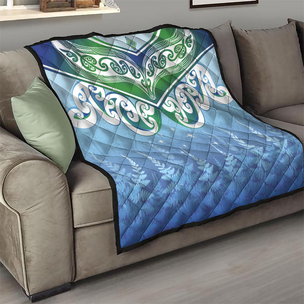 Aotearoa New Zealand New Year Quilt Maori Motifs with Silver Fern and Matariki Stars LT03 - Polynesian Pride