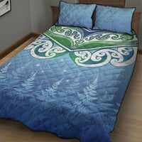 Aotearoa New Zealand New Year Quilt Bed Set Maori Motifs with Silver Fern and Matariki Stars LT03 - Polynesian Pride
