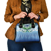 Aotearoa New Zealand New Year Shoulder Handbag Maori Motifs with Silver Fern and Matariki Stars LT03 - Polynesian Pride