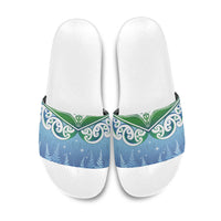 Aotearoa New Zealand New Year Slide Sandals Maori Motifs with Silver Fern and Matariki Stars LT03 Multicolor - Polynesian Pride
