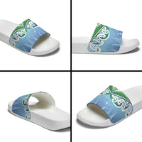 Aotearoa New Zealand New Year Slide Sandals Maori Motifs with Silver Fern and Matariki Stars LT03 - Polynesian Pride