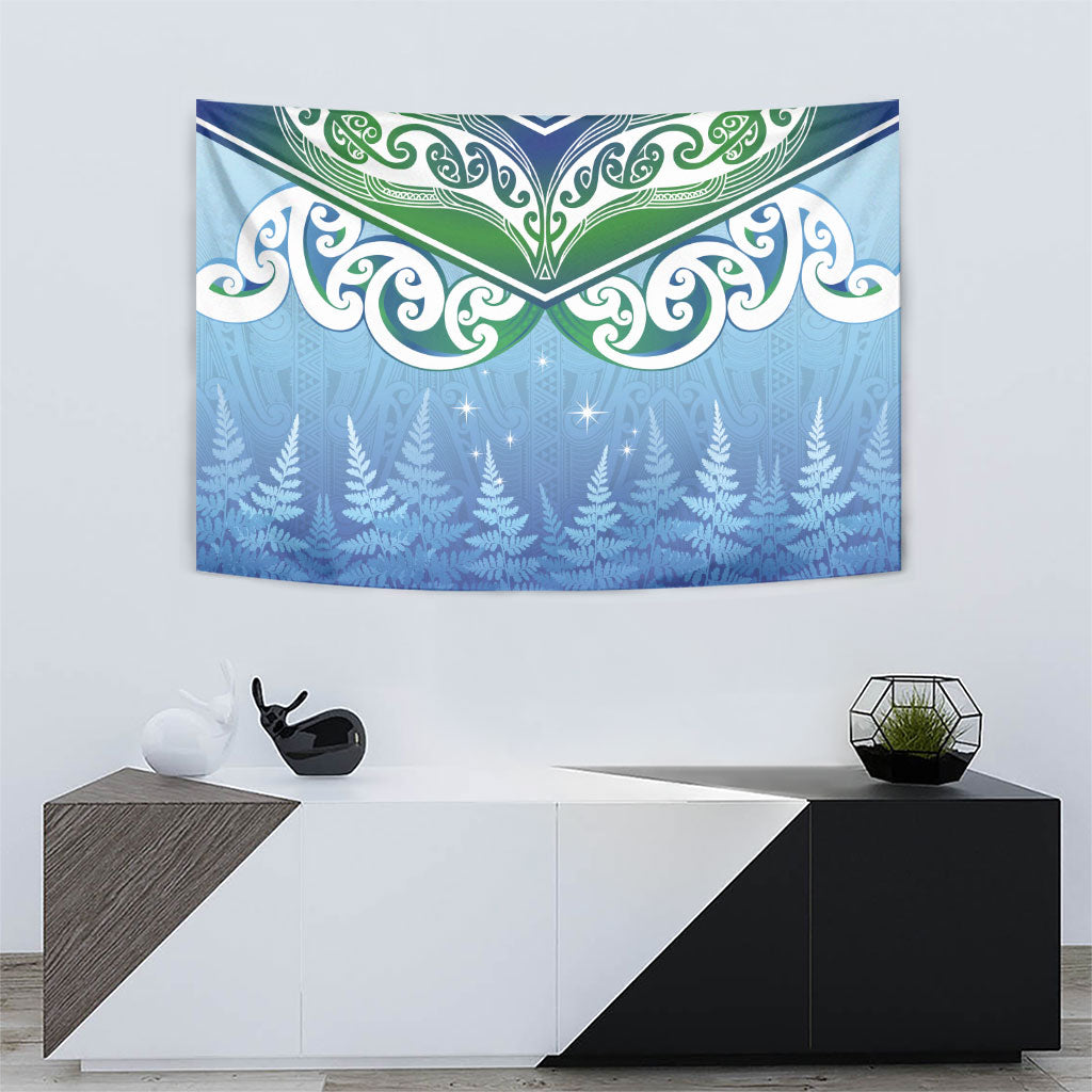 Aotearoa New Zealand New Year Tapestry Maori Motifs with Silver Fern and Matariki Stars LT03 - Polynesian Pride