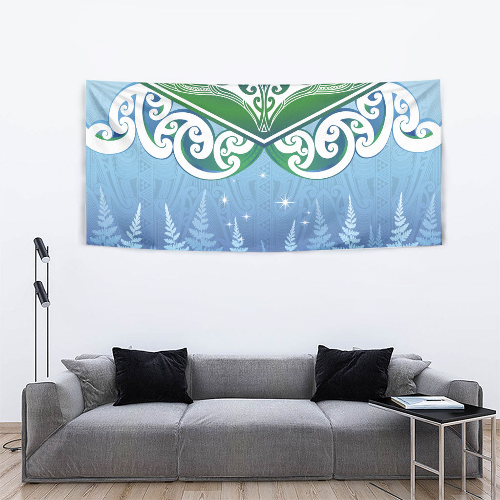 Aotearoa New Zealand New Year Tapestry Maori Motifs with Silver Fern and Matariki Stars LT03 - Polynesian Pride