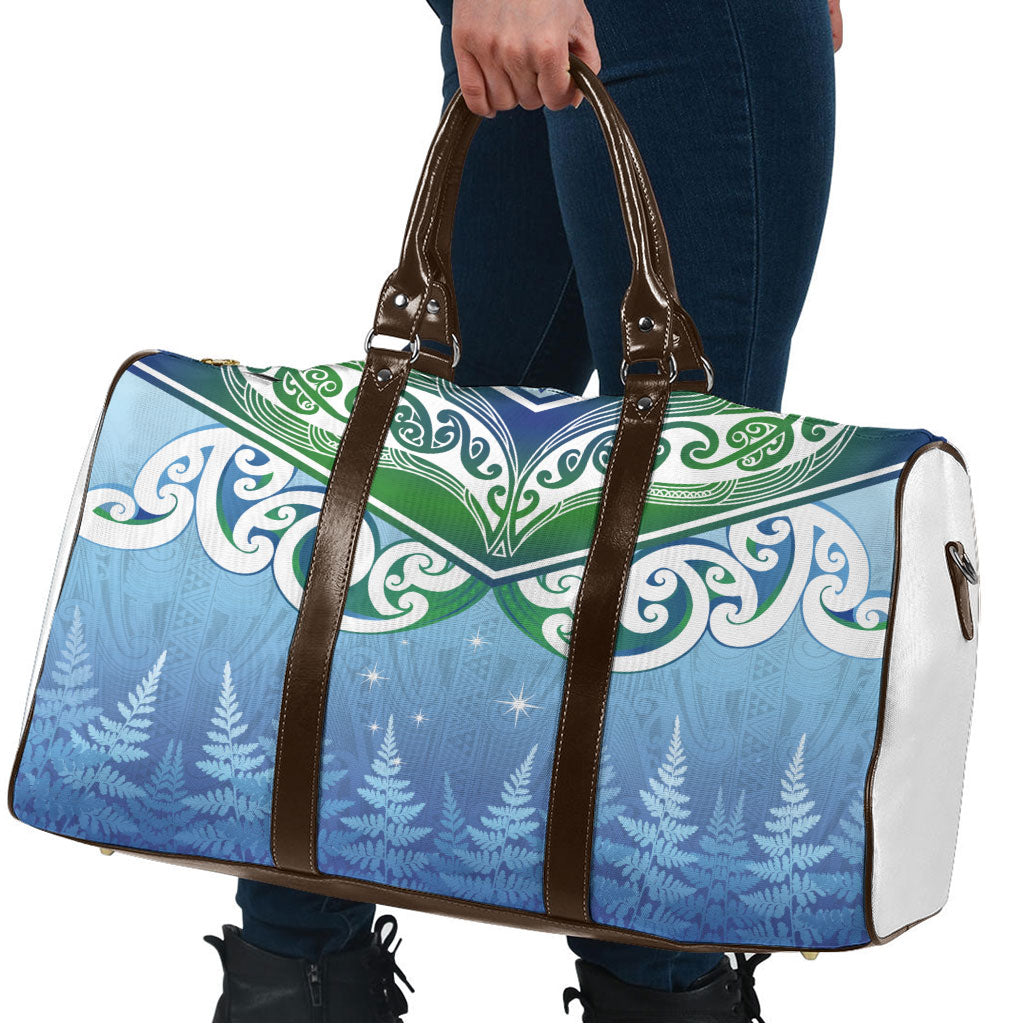 Aotearoa New Zealand New Year Travel Bag Maori Motifs with Silver Fern and Matariki Stars LT03 - Polynesian Pride