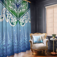 Aotearoa New Zealand New Year Window Curtain Maori Motifs with Silver Fern and Matariki Stars LT03 - Polynesian Pride