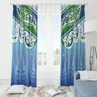 Aotearoa New Zealand New Year Window Curtain Maori Motifs with Silver Fern and Matariki Stars LT03 - Polynesian Pride