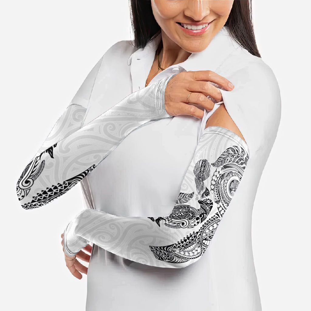 Aotearoa Moko Tribal Tattoo Arm Sleeves New Zealand Maori Penguin and Fantail White Color LT03 - Polynesian Pride