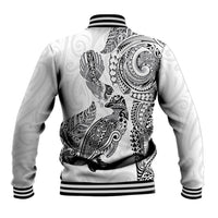 Aotearoa Moko Tribal Tattoo Baseball Jacket New Zealand Maori Penguin and Fantail White Color LT03 - Polynesian Pride