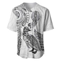 Aotearoa Moko Tribal Tattoo Baseball Jersey New Zealand Maori Penguin and Fantail White Color LT03 White - Polynesian Pride
