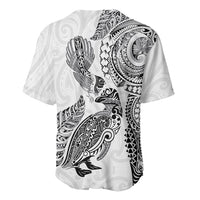 Aotearoa Moko Tribal Tattoo Baseball Jersey New Zealand Maori Penguin and Fantail White Color LT03 - Polynesian Pride