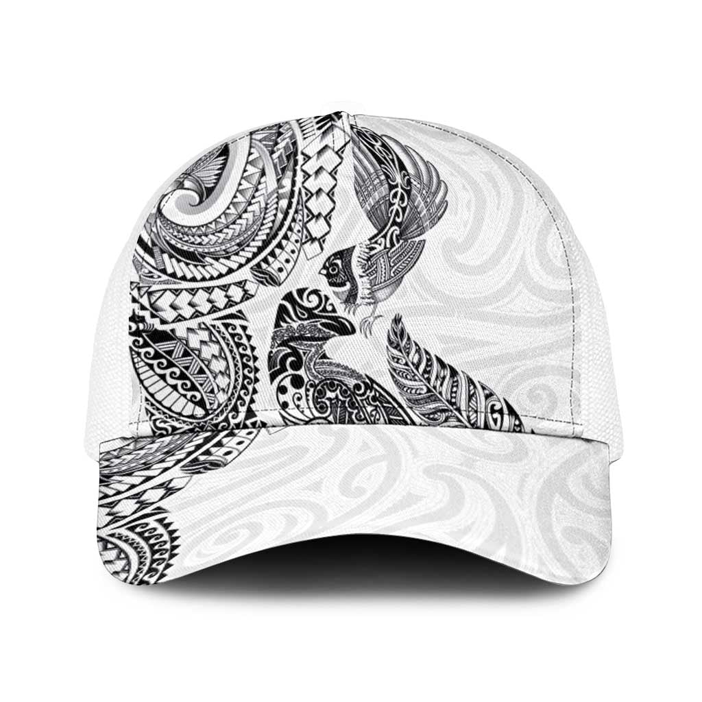 Aotearoa Moko Tribal Tattoo Baseball Net Cap New Zealand Maori Penguin and Fantail White Color LT03 One Size White White - Polynesian Pride