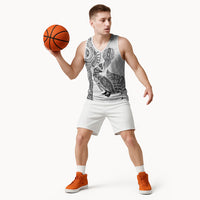 Aotearoa Moko Tribal Tattoo Basketball Jersey New Zealand Maori Penguin and Fantail White Color LT03 - Polynesian Pride