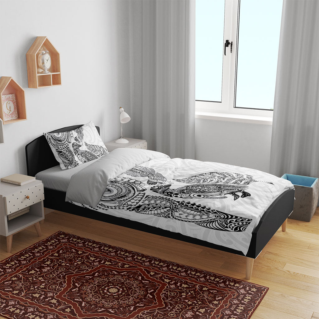 Aotearoa Moko Tribal Tattoo Bedding Set New Zealand Maori Penguin and Fantail White Color LT03 - Polynesian Pride