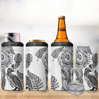 Aotearoa Moko Tribal Tattoo 4 in 1 Can Cooler Tumbler New Zealand Maori Penguin and Fantail White Color LT03 - Polynesian Pride