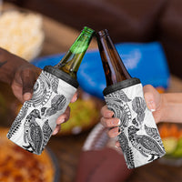 Aotearoa Moko Tribal Tattoo 4 in 1 Can Cooler Tumbler New Zealand Maori Penguin and Fantail White Color LT03 - Polynesian Pride