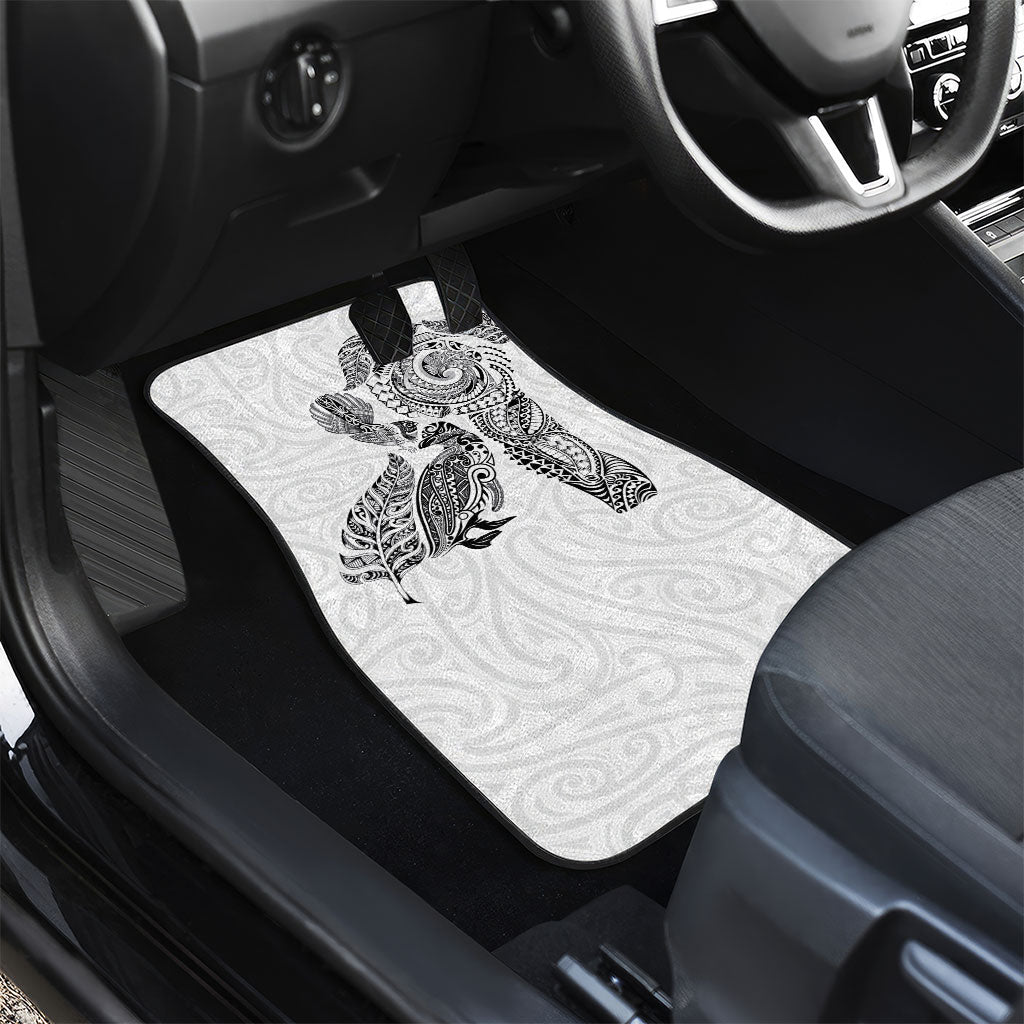 Aotearoa Moko Tribal Tattoo Car Mats New Zealand Maori Penguin and Fantail White Color LT03 - Polynesian Pride