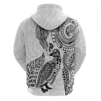 Aotearoa Moko Tribal Tattoo Hoodie New Zealand Maori Penguin and Fantail White Color LT03 - Polynesian Pride