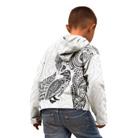 Aotearoa Moko Tribal Tattoo Kid Hoodie New Zealand Maori Penguin and Fantail White Color LT03 - Polynesian Pride