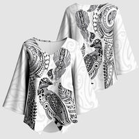 Aotearoa Moko Tribal Tattoo Kimono Sleeve Blouse New Zealand Maori Penguin and Fantail White Color LT03 - Polynesian Pride