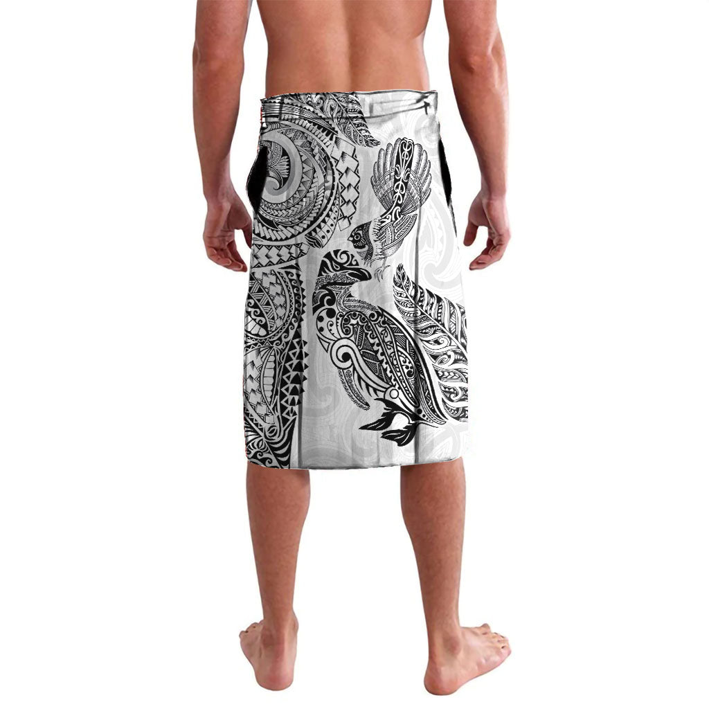 Aotearoa Moko Tribal Tattoo Lavalava New Zealand Maori Penguin and Fantail White Color LT03 - Polynesian Pride