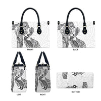 Aotearoa Moko Tribal Tattoo Leather Bag New Zealand Maori Penguin and Fantail White Color LT03 - Polynesian Pride