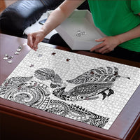Aotearoa Moko Tribal Tattoo Puzzle New Zealand Maori Penguin and Fantail White Color LT03 - Polynesian Pride