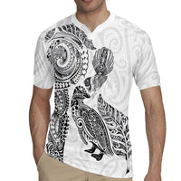 Aotearoa Moko Tribal Tattoo Rugby Jersey New Zealand Maori Penguin and Fantail White Color LT03 - Polynesian Pride
